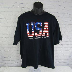 USA Made in America Patriotic Flag Black Short Sleeve Shirt Men's 2XL